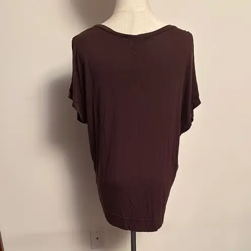 August Silk Brown and Gold Embellished Blouse with Dolman Sleeves