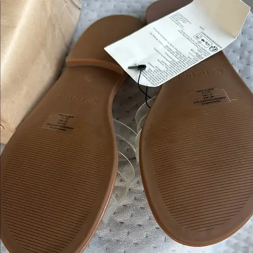 The Drop Brown and White Sandals with Flat Sole and Slip