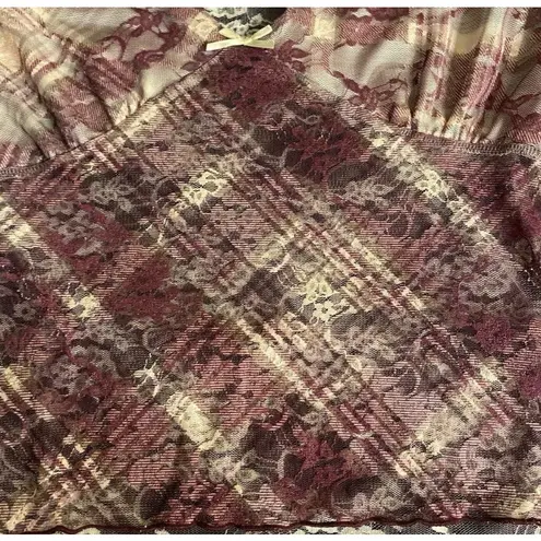 None Sweet Lilac Mesh Lace Floral Top Y2K Romantic Grunge L