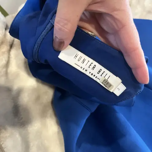 Hunter Bell Porter Dress Sleeveless Sheath Scuba Cut Out Bright Blue Size 2