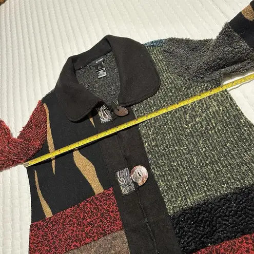 Ali Miles Color Block Big Button Oversized Cardigan Sweater Artsy Sz M Medium
