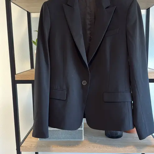 Theory  Gabe Wool Blend Solid Black Classic Business Career Blazer Jacket, 10 - Image 4