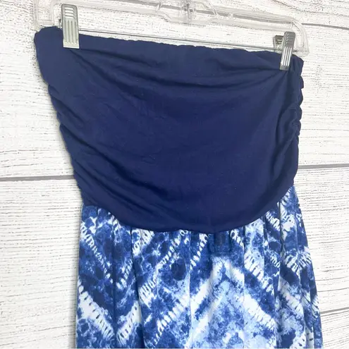 Just Be Blue & White Tie Dye Strapless High Low Maxi Dress Size Medium