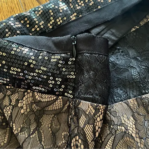 MM Couture Miss Me sequin and lace gold and black mini skirt NEW with tags