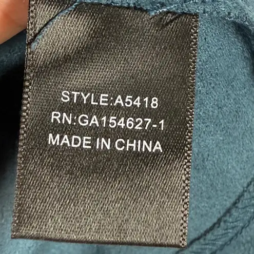 Joh Adi Classic Crew Neck Teal Blue Long Sleeve Top Pullover Tunic Womens Size L Size L