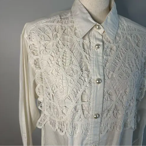 L.A. Blues White Lace Button-Up Shirt