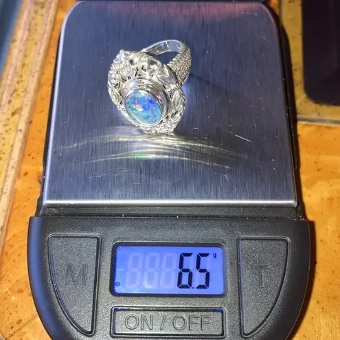 Australian Boulder Opal Sterling Silver Ring Size 7.25