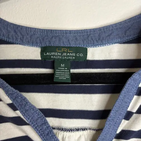Lauren Jeans Co. by Ralph Lauren Navy Striped Henley Top Size M Blue Size M