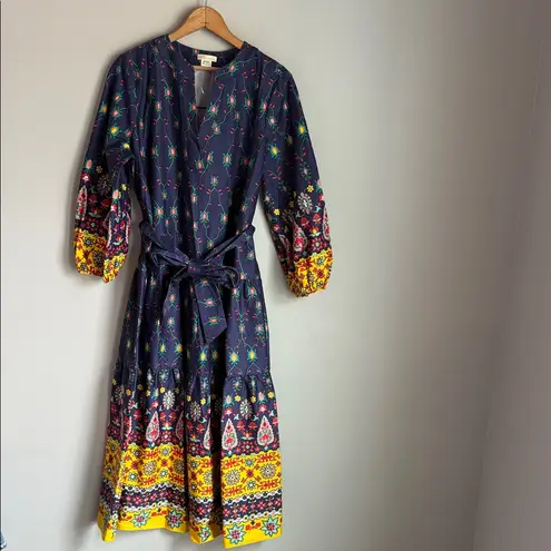 Shoshanna Clare Printed Puff-Sleeve Midi-Dress 10