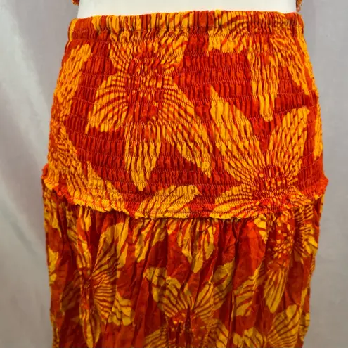 Tiare Hawaii Havana tropical orange crop top and maxi skirt set size small