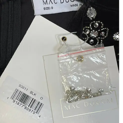Mac Duggal NWT Size 0 LBD Style 93811 Black Long Sleeve Embellished Mini Dress