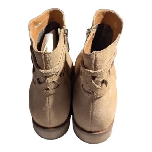 Aquatalia Raleigh Beige Water Resistant Suede Almond Toe Woven Ankle Boots Sz 10