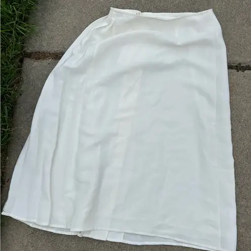 Avec Les Filles White Midi Pleated A-Line Skirt