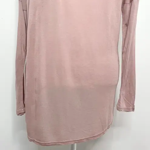 LA Made New  Long Sleeve Pocket Top Soft Modal Knit Dropped Shoulder Pink