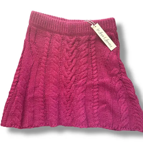 For Love & Lemons Magenta Cable Knit Layton Mini Skirt S