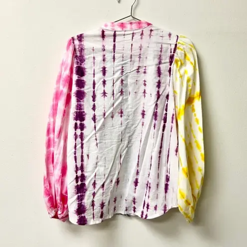 Charina Sarte Holi Long Puffed Sleeves Tie Dye Button