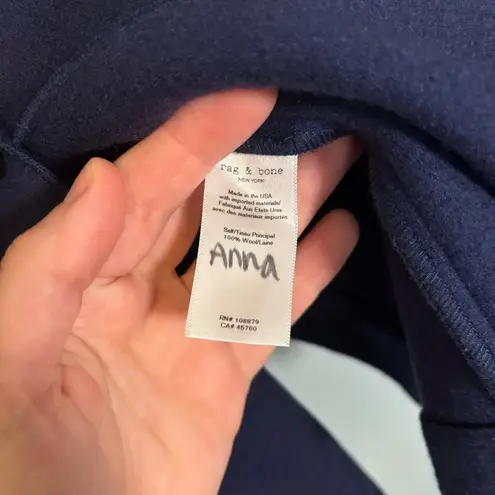 Rag and Bone  Womens Navy Blue 100% Wool Knit‎ Blazer Sz 0 Preppy Office Designer - Image 10