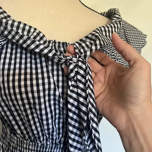 Her Entire Name Says Grace Gingham Dress Sz Ruffle Cottagecore Retro Feminine Black