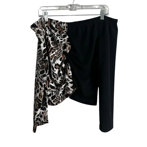 Ashley Stewart Plus Sz 18 20 Leopard Print Off the Shoulder Top Ruched Two Tone