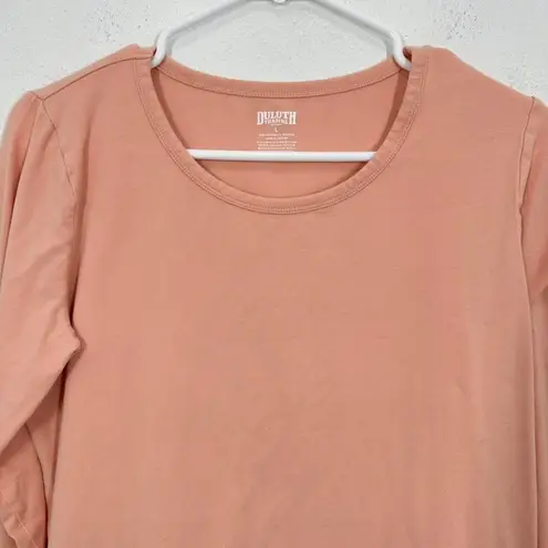Duluth Trading Co Womens Long Sleeve Cotton Spandex T Shirt Coral Peach Pink Size L