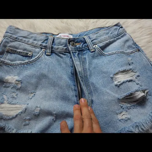 ZARA  Light wash high rise denim shorts 4