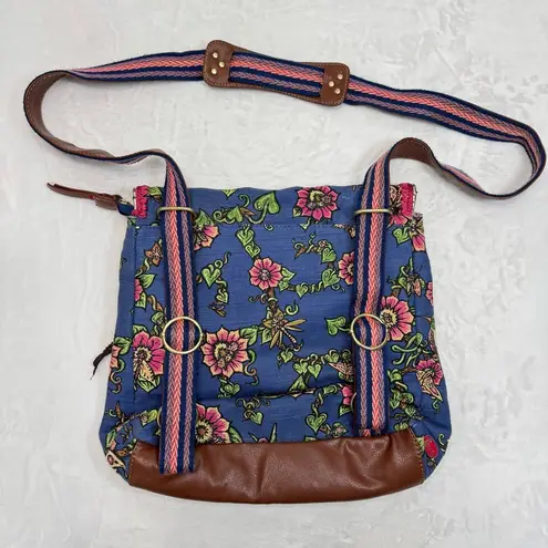 Sakroots Canvas Blue & Pink Floral True Love Satchel Bag Backpack