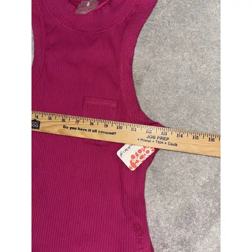 Free People Movement Magenta Pink Ribbed High Neck Tank Top Small NWT