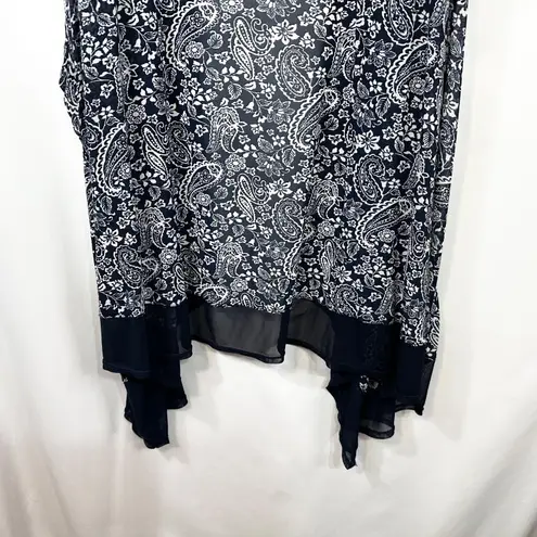 Catherines Plus Size 5X Shrug Navy Blue White Paisley Mesh Duster 1795