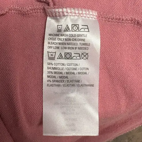 Any Body Loungewear French Terry Open Front Cardigan In Mauve Size Large Pink