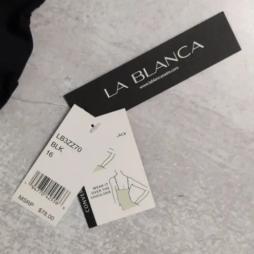 La Blanca Black Island Goddess Underwire Twist Front Bra Top Size 16 NWT