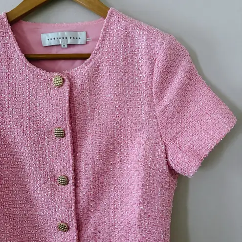 Endless Rose short sleeve tweed mini dress Pink Size M