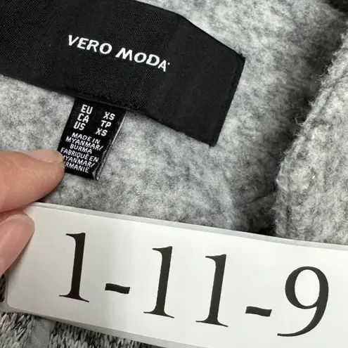 VERO MODA Jacket Women XS Gray Brushed Sofia Contrast Coat Open Front