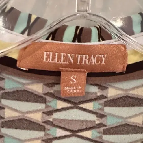Ellen Tracy Soft Focus Shirt Dress Women's Small Aloe Multi Career Geometric NWT