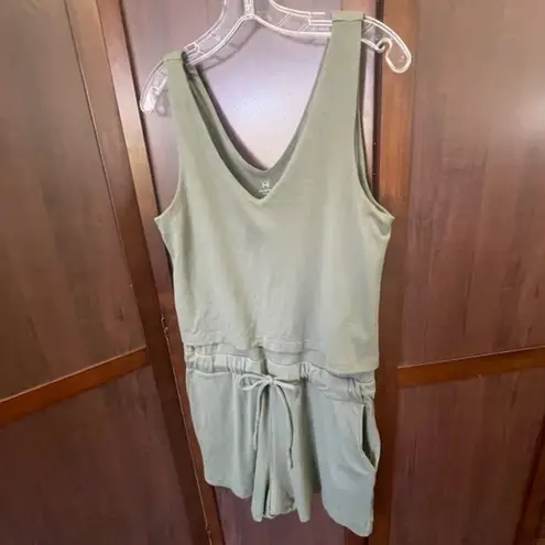 H Halston‎ Jersey Sleeveless Drawstring Waist Casual Romper Green Size M Size M