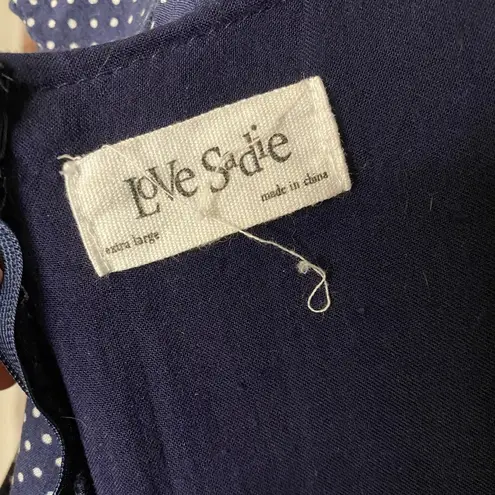 Love Sadie Navy Blue White Polka Dot Short Sleeve Asymmetrical Dress XL