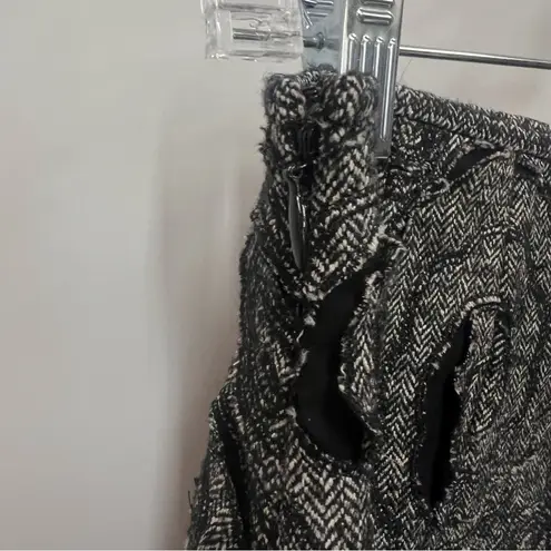 Per Se Skirt Black White Herringbone Floral Wool Blend Size 6