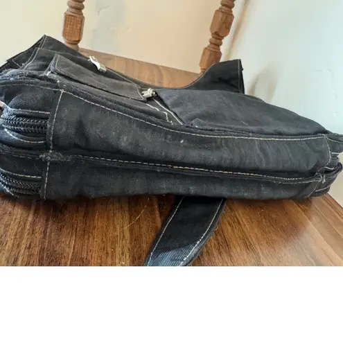 90s Vintage Eddie Bauer Black Multi Compartment Crossbody Bag Large Y2K Grunge