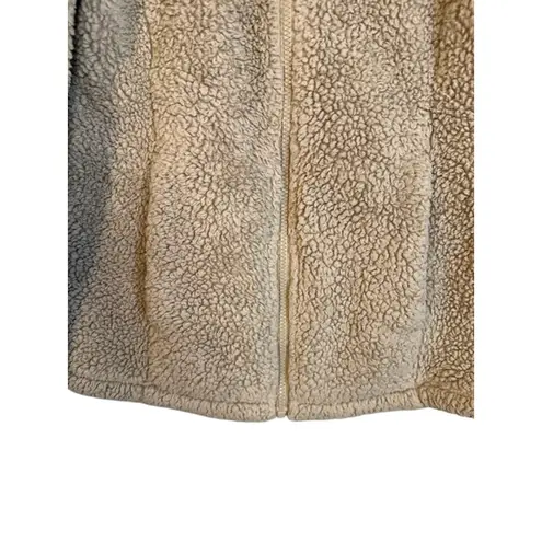 32 Degrees Heat Beige Fuzzy High Neck Full Zip Jacket Women Sz XS