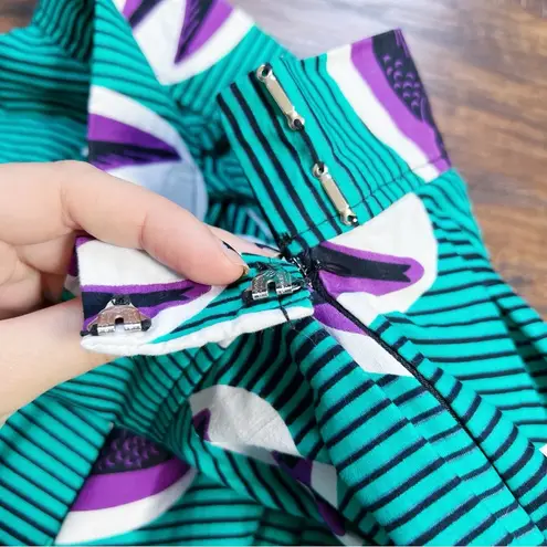 Francis + Benedict • pleated skirt African wax print cotton birds green purple Size XS