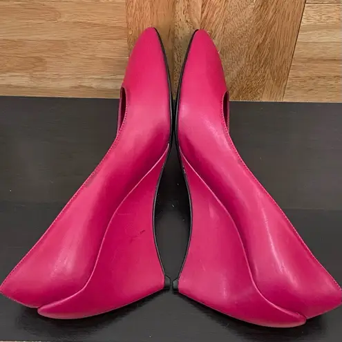 Jil Sander Fuchsia Leather Wedge Pump Size 39