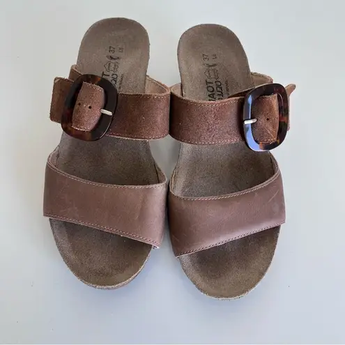 Naot Women’s Kingdom Wedge Slide Sandals EU 37 Oily Bark Nubuck/Brown Suede Brown Size 6