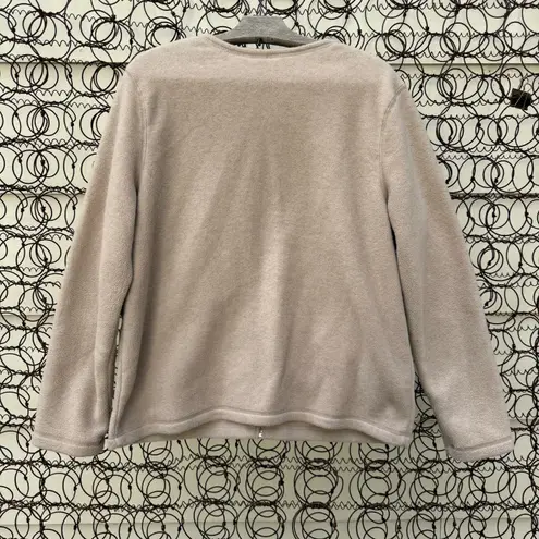 90s Croft & Barrow Tan Fleece Cabincore Applique Embroidery Fleece Cardigan MED