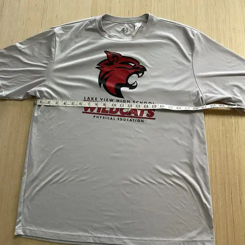 Lake View Wildcats High School Gray Red Black Short Sleeve Cationic Tee Large