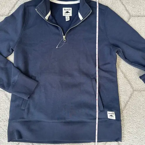 Roots Navy Blue 1/4 Zip Pullover Sweatshirt Women's Med