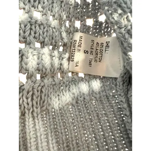 Miou Muse Cropped Collared Sweater Size Small Blue Knitted Top