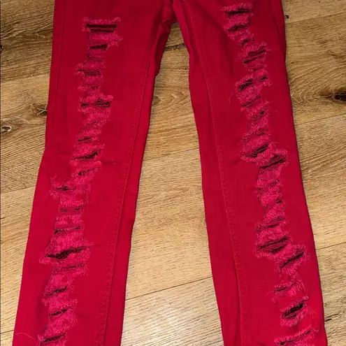 Vanilla Star Jeans Vanilla Star Bold Red Denim with fishnet lining - Image 2