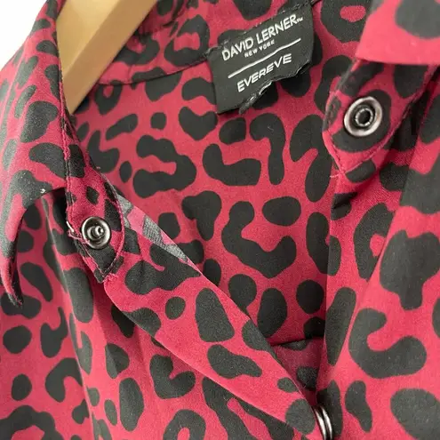 David Lerner x EVEREVE Shirt Size Large Button Down Blouse Top Animal Print