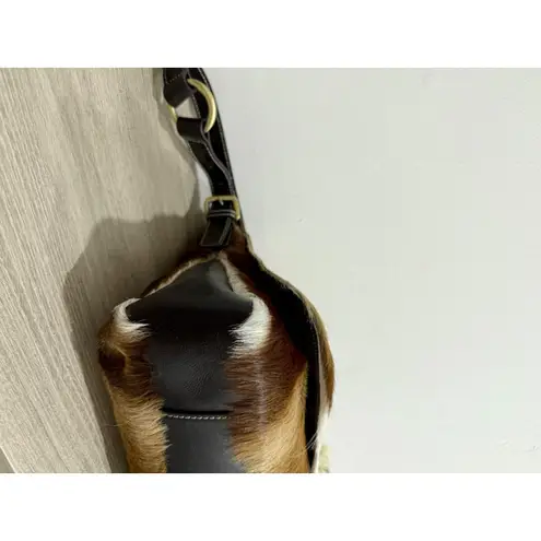Diane Gail South African Springbok Fur with Leather Trim Crossbody Messenger Bag Brown