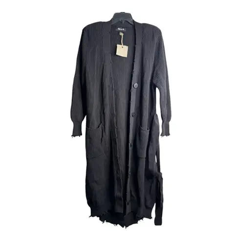 NWT SER.O.YA Black Long Sleeve Knit Button Front Sweater Dress Size M