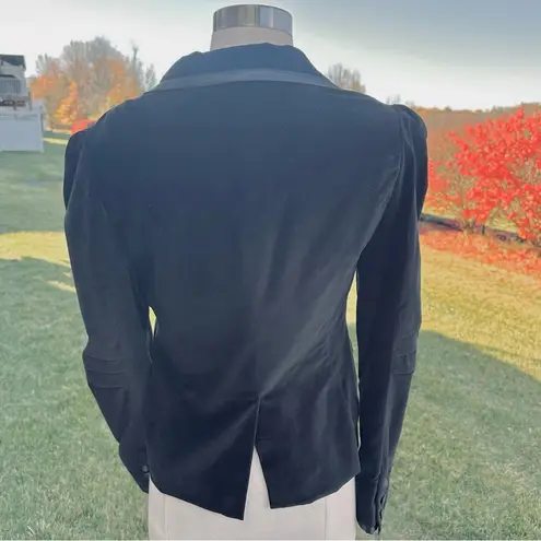 Nicky Hilton Black Velvet Puff Sleeve Blazer Jacket, Size M Size M